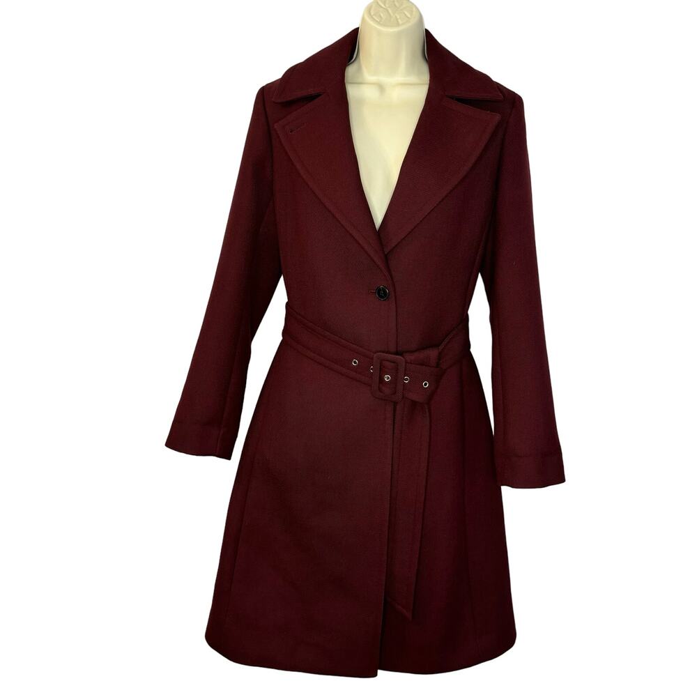 Club Monaco Werna Coat Wool Blend Manteaux Dark Cherry Burgundy Women's M
